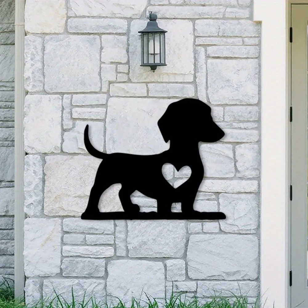 Dachshund Iron Wall Art Rustic Dog Metal Sculpture Pet Home Outdoor Garden Mural Dachshund Lovers Rustproof Gift Ornament