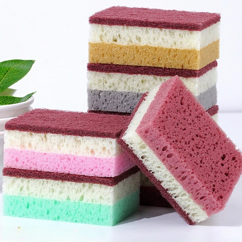 5 Stück hochdichtes Schwamm-Reinigungstuch, Geschirrspültuch, nicht fettend, für die Küche, Catering-Zubehör, Schwamm, Pinsel, Topf und Schüssel, Radiergummi