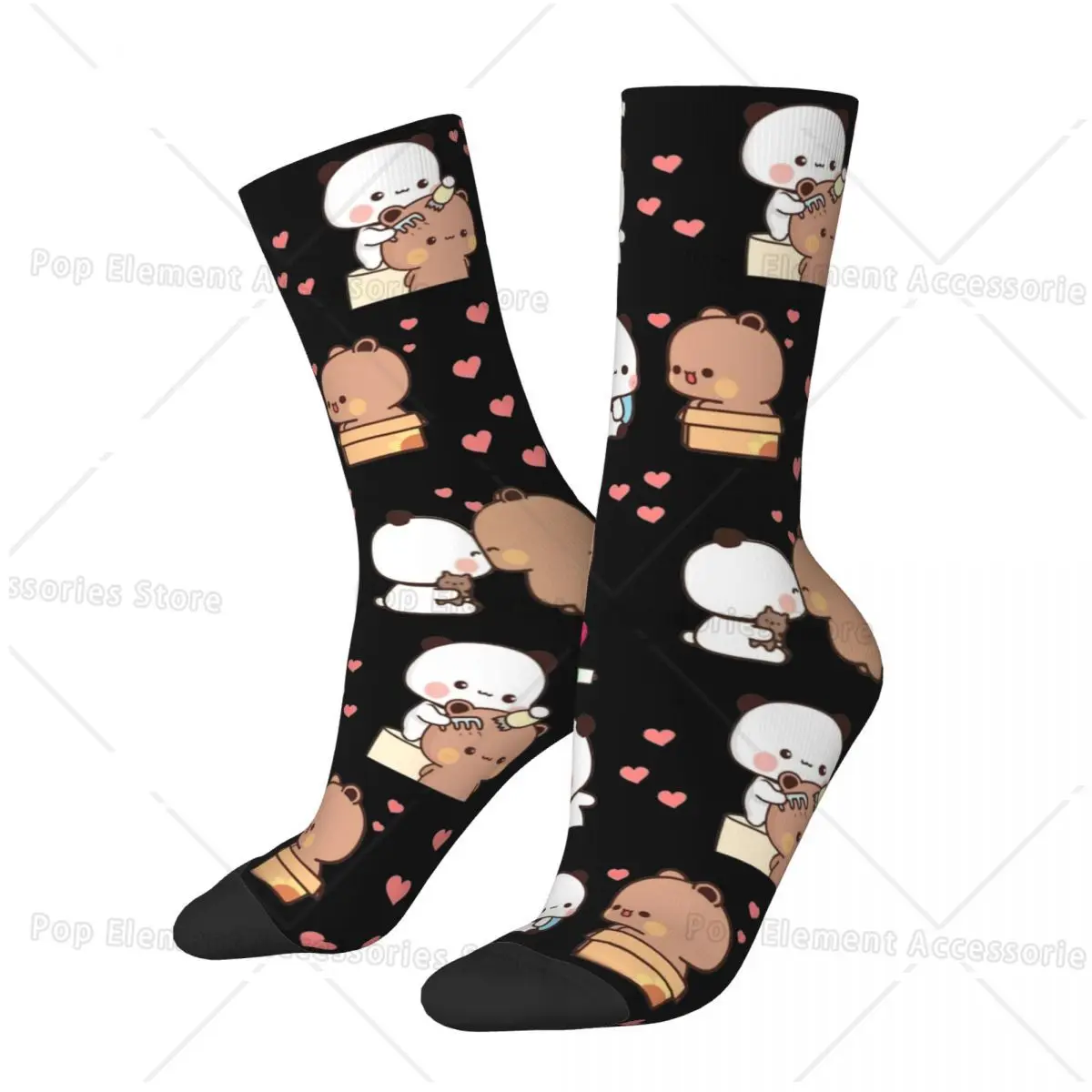 Casual Bear And Panda Bubu Dudu Balloon Skateboard Socks Polyester Long Socks for Women Men Non-slip