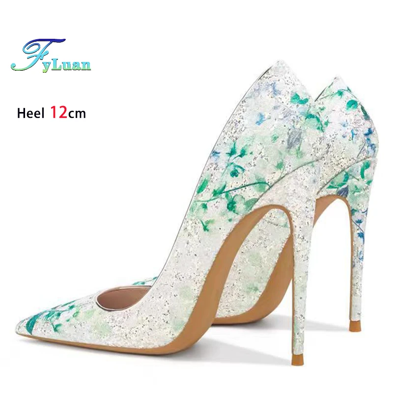 Fashion Print Stiletto High Heel Elegant Office Pointed Toe Pump Plus Size Shoes Party Shoes For Women Size 36-46 In Stock