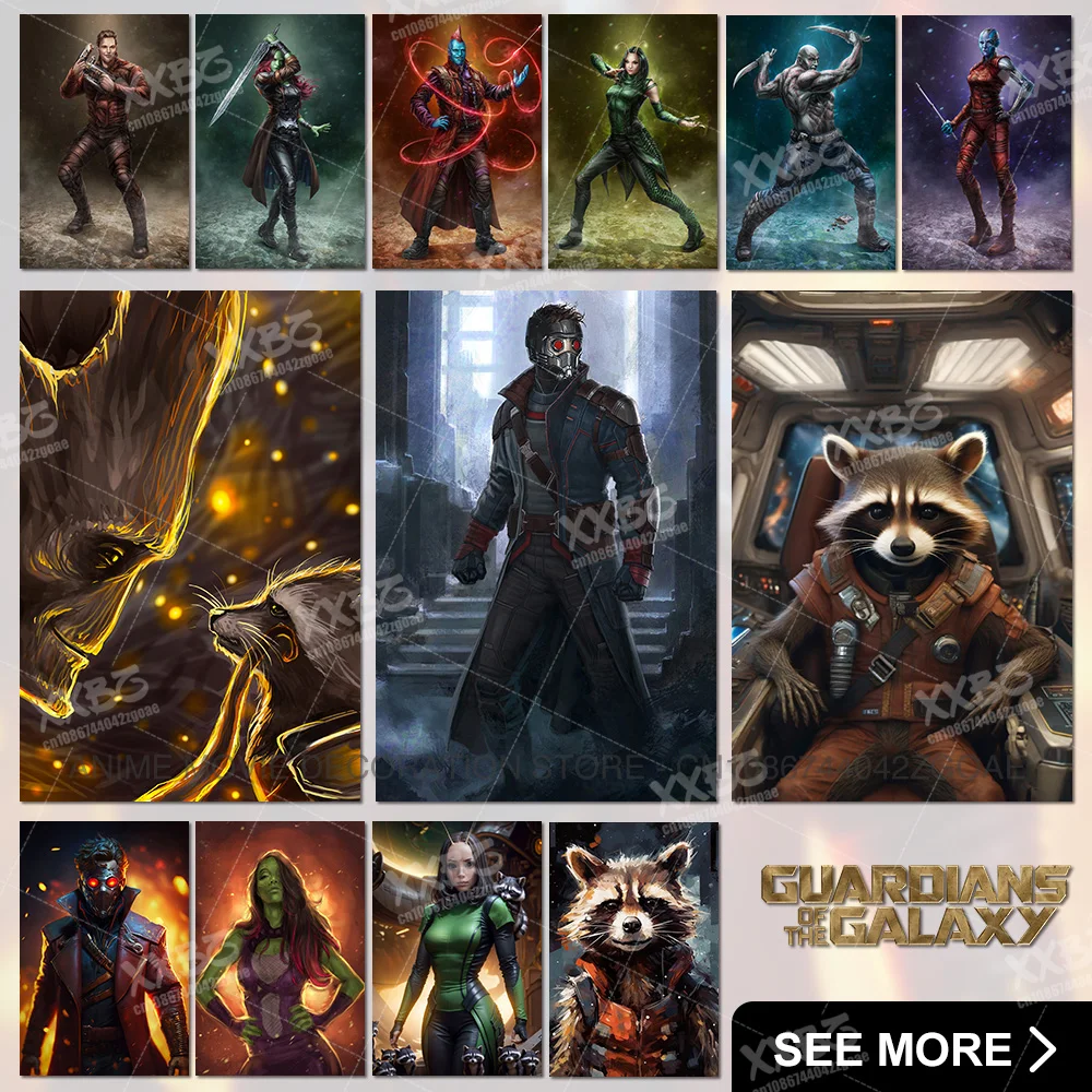 

Guardians of the Galaxy Posters Star-Lord Home Decoration Groot Paintings Rocket Raccoon Canvas Picture No Frame Gamora Wall Art