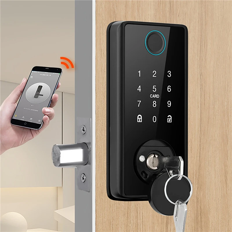 

Умные замки с засовом с отпечатками пальцев для внутренней деревянной двери, отпечаток пальца/ключ/пароль/замки с IC-картой, автоматический замок с защелкой