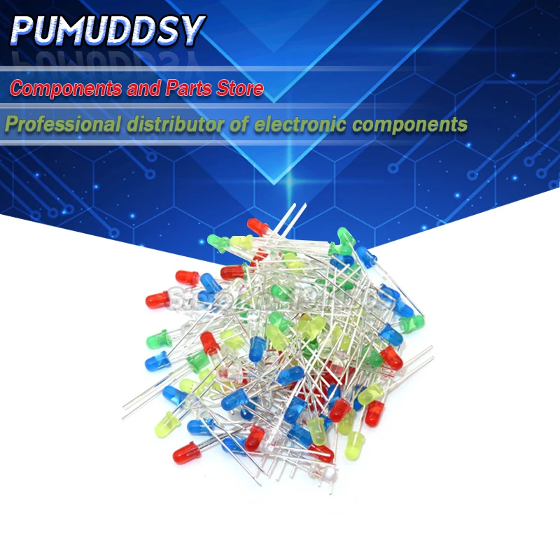5Colors*20PCS=100PCS 3mm LED diode Light Assorted Kit White Yellow Red Green Blue  component DIY kit new