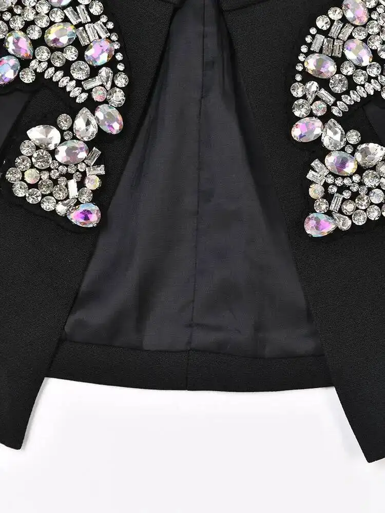 EAM Black Irregular Rhinestones Belted Mini Half-body Skirt High Waist Women Fashion Tide New Spring Autumn 2026 JY75801