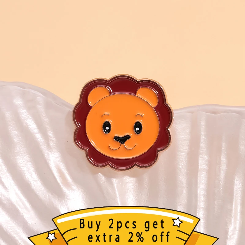 Cute Little Lion Lion Enamel Pin Custom Cartoon Animals Brooches Decorative Backpack Lapel Pin Badge Jewelry Kids Friends Gift