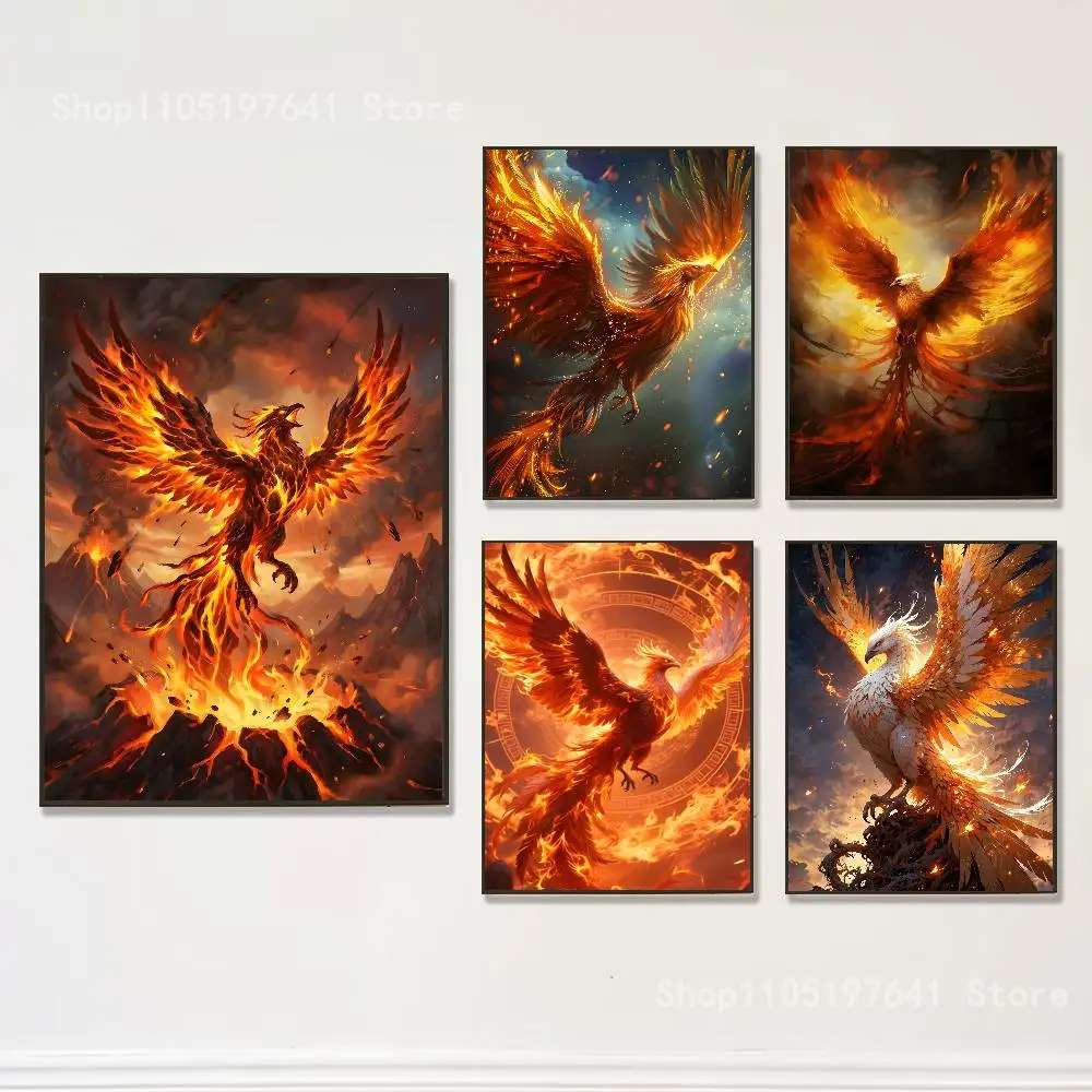 

Myth Art Flame Phoenix Poster High Quality Dorm Living Room Aesthetic Wall Decoration Painting Stickers Gift