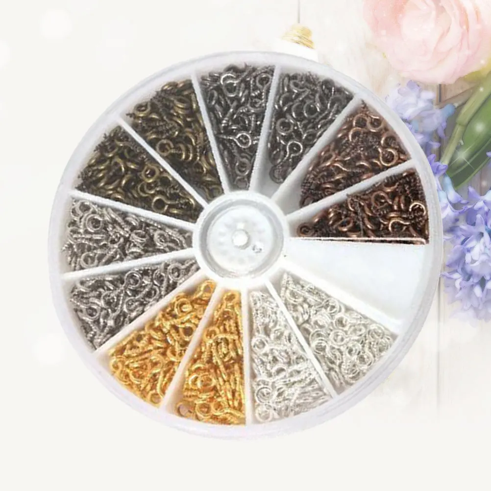 

600pcs Alloy Rings Threaded Hooks Pins Peg Bails Self Tapping Nails Jewelry Making Corked Bottle Charms Durable Strong Structure