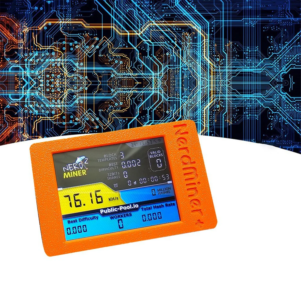 สําหรับ Nerdminer 77 K/S Hashrate พร้อมหน้าจอ 2.8 นิ้ว BTC หวย SOLO Miner Bitcoin Nerd Miner สําหรับ BTC Miner สีส้ม