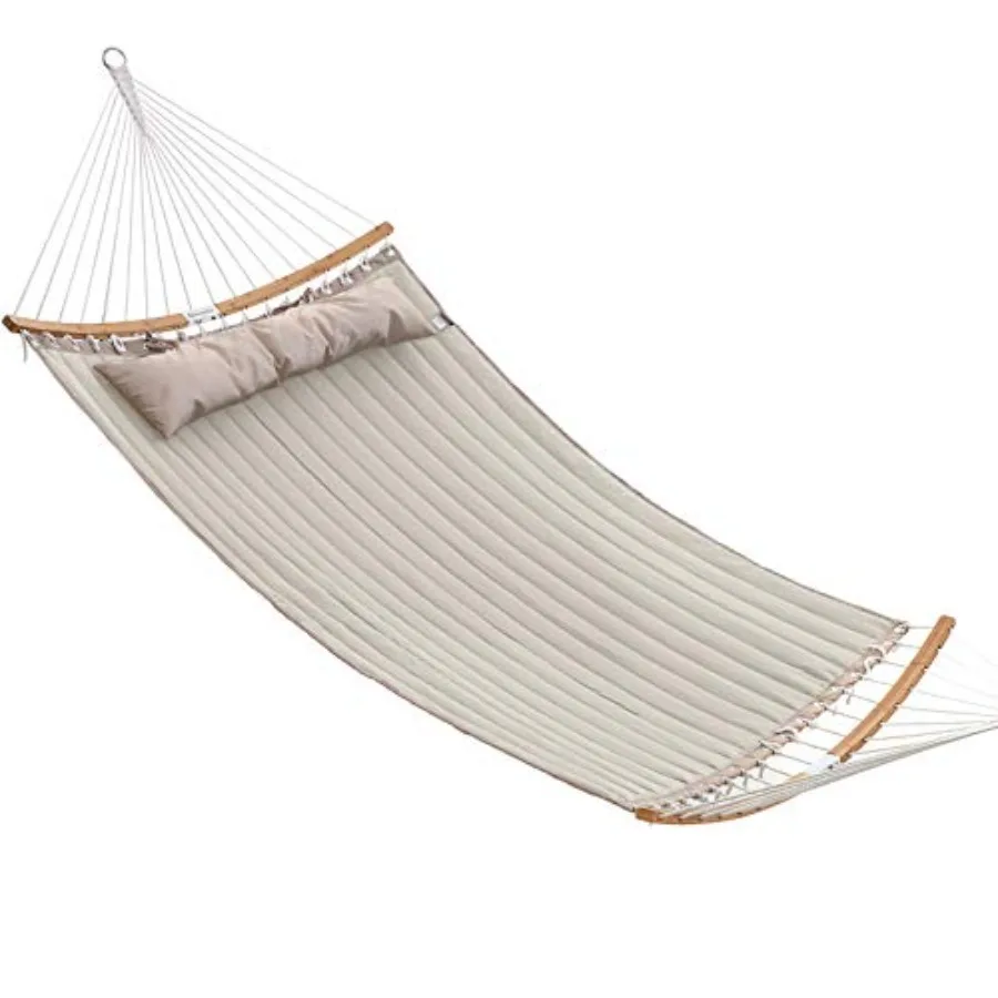 

Портативный мягкий гамак с изогнутыми бамбуковыми дугами, кремовый и бежевый, 78,7 x 55,1 дюймов, выдерживает до 495 фунтов, стеганый, для улицы