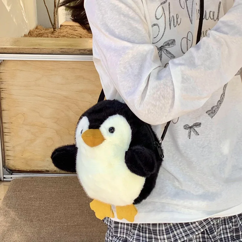 Nuevo bolso cruzado de pingüino de peluche de dibujos animados, muñeca de juguete, lindo pingüino Animal, monedero de peluche, mochila de viaje, regalo para niños