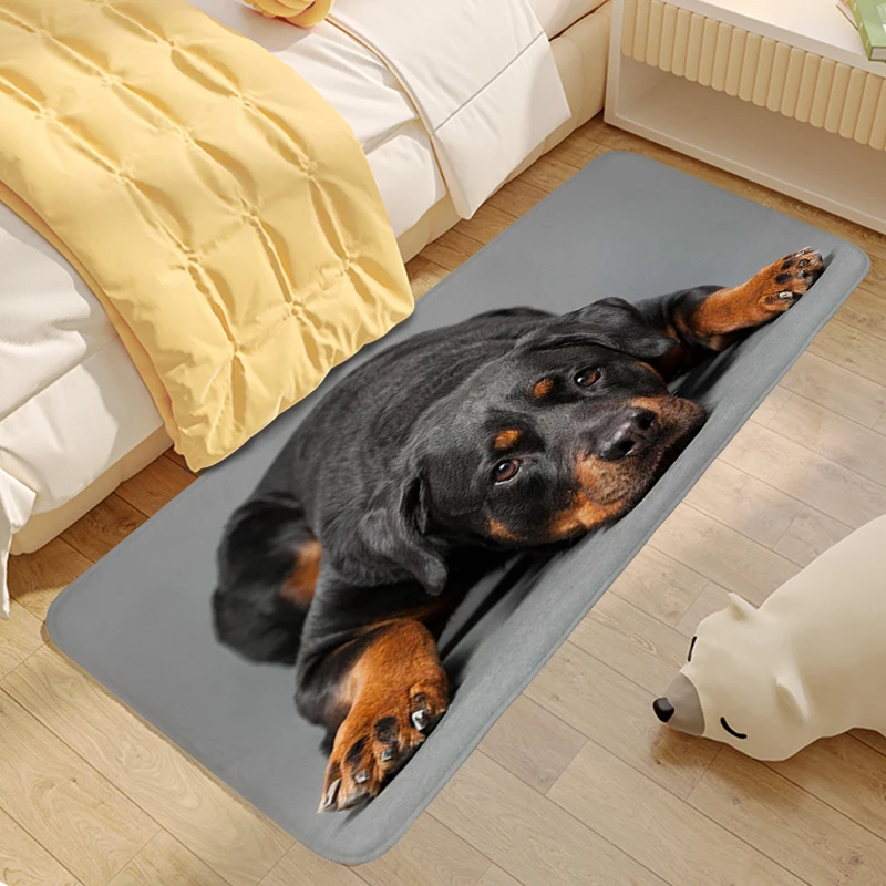 Digital Print Rottweiler Dog Bathroom Foot Mat Washable Non-slip Kitchen Living Room Bedroom Rug Carpet Entrance of House