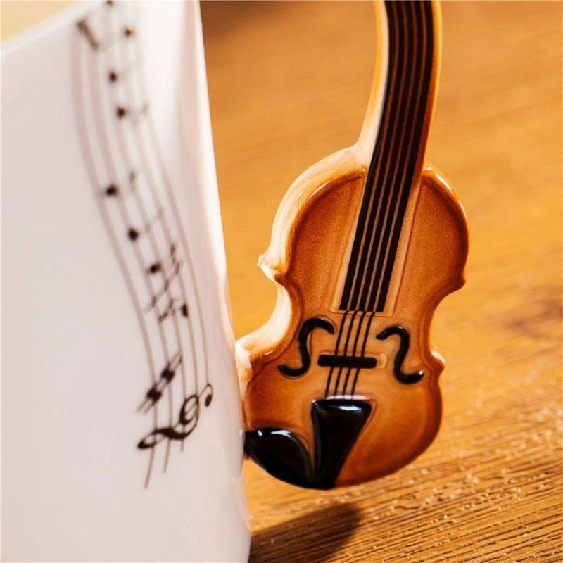 F19B Music Mug Creative Violin Ceramic Mugs Coffee Tea Milk Stave Cups 2 St