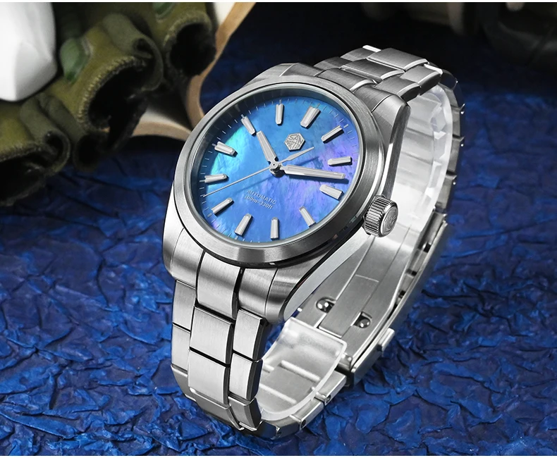 San Martin Men Automatic Watch 39mm Gada Luxury Mechanical Wristwatch MOP Dial 10ATM Waterproof Luminous Sapphire Miyota 90S5