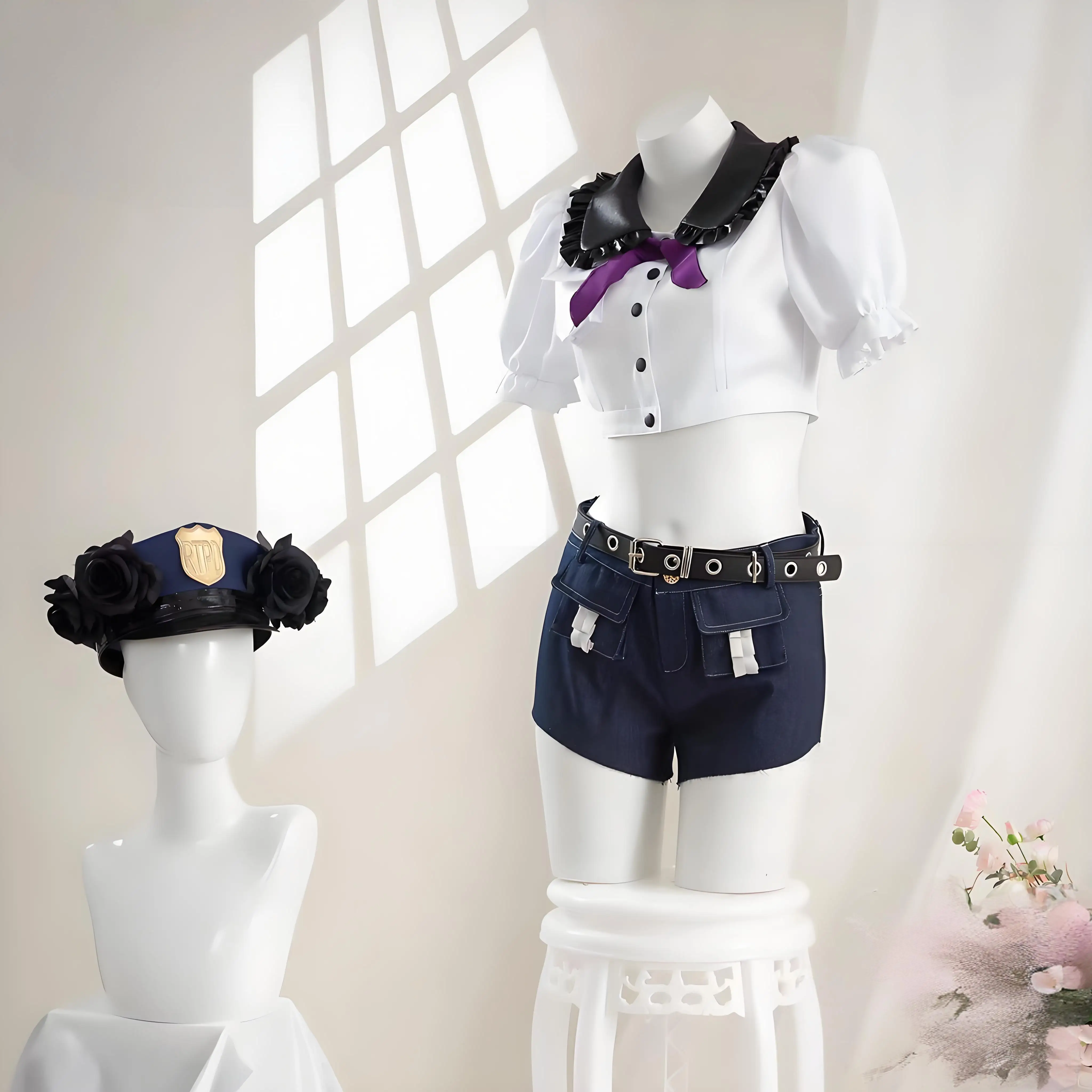 Panty Police Uniform for Women Party Suit Halloween Panty & Stocking with Garterbelt Panty Anarchy Cosplay Costume Wig Stocking