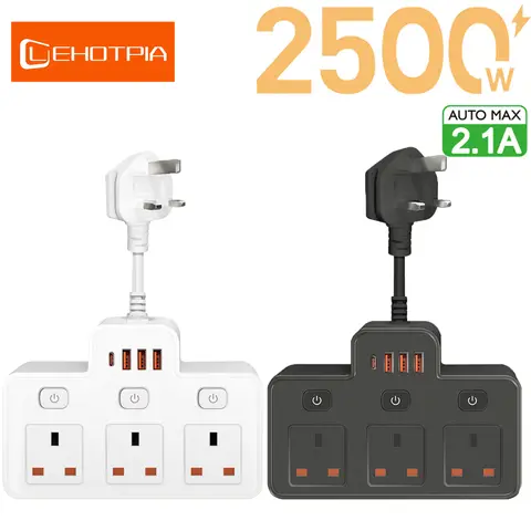 영국 AC 플러그 전원 스트립 벽걸이형 독립 스위치 USB C 충전 네트워크 필터가 있는 멀티탭 네트워크 필터 적응