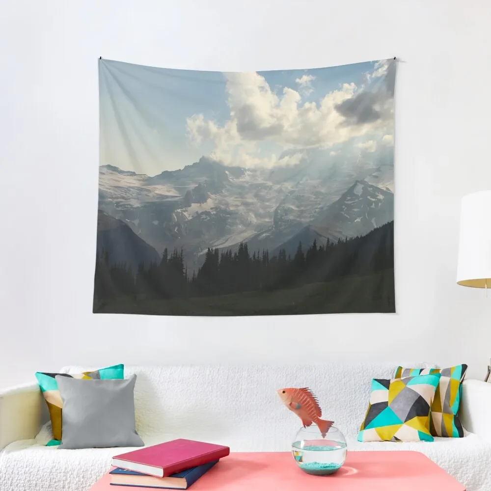 Mt. Rainier from Sunrise Tapestry Room Decorations Aesthetics Wallpaper Tapestry