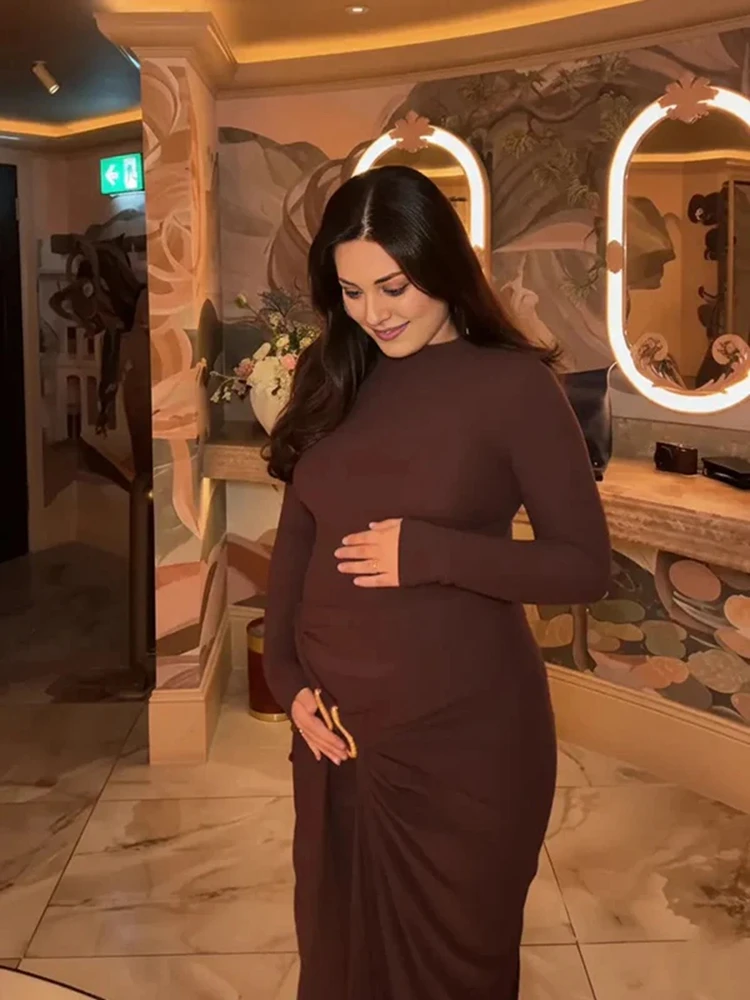maternity-ruched-maxi-dress-long-sleeve-pregnancy-photoshoot-outfit-elegant-bodycon-photography-gown-for-pregnant-women