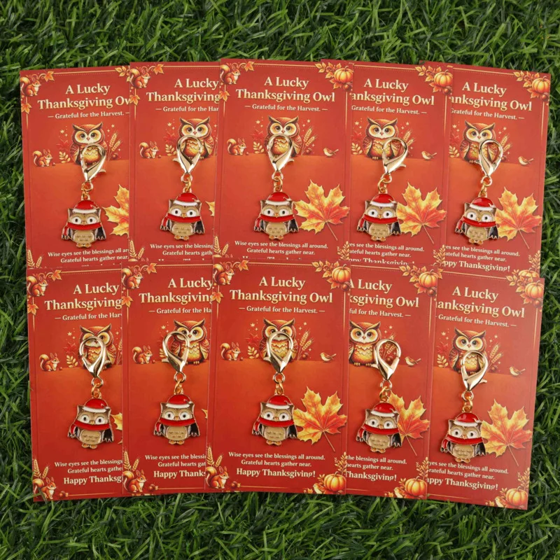 5/10Lucky Gratitude Owl Keychain Set Comes with a Thanksgiving greeting card Suitable as a Thanksgiving gift for friends and tea