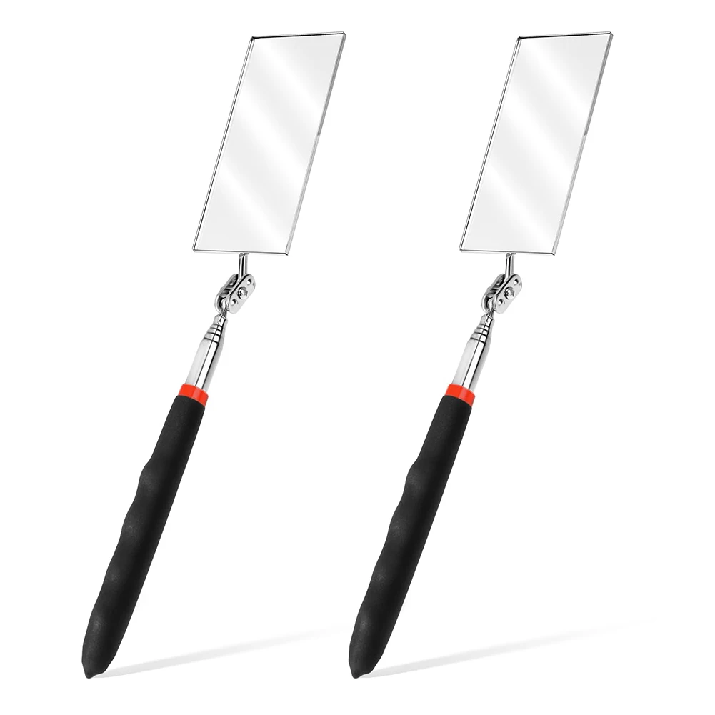

2PCS Telescoping Inspection Mirror 360 Degrees Rotation Rectangle Telescopic Mechanic Mirrors With Adjustable Handle