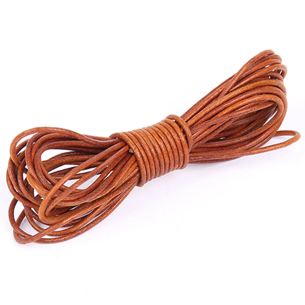 2meters 2 3 4 5 6 mm Flat Round Leather Cord Thread Jewelry Making Genuine Cow Leather Rope String Bracelet Necklace Findings