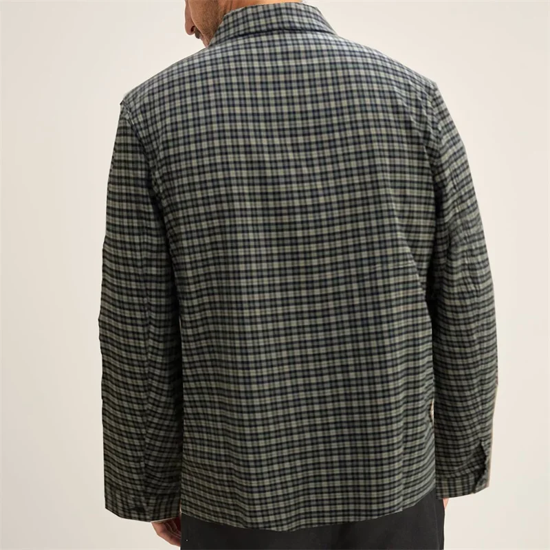 Men s Lightweight Shirt Jacket Casual Plaid Print Zip up Long Sleeve Cardigan for Fall Outwear Streetwear