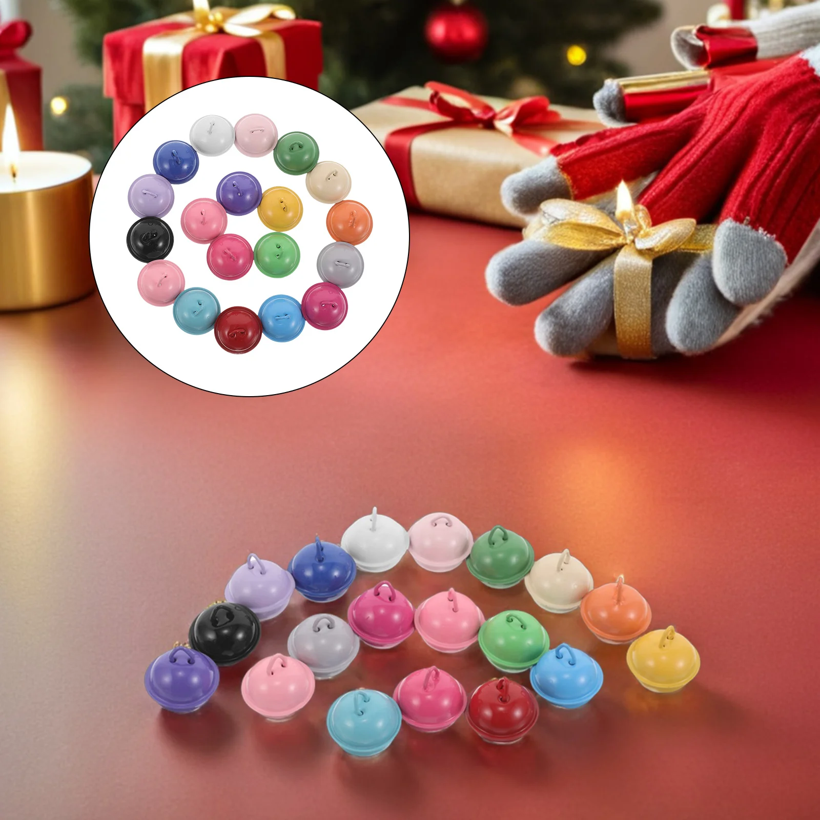 

80pcs Colorful Enamel Bells 22Mm Mini Metal Jingle Bell Charms For Pet Collar Keychain Christmas Tree Ornament Decor