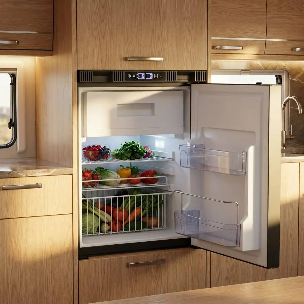 Ultra Quiet Compressor 57L Car Refrigerator 12V 24V Dual Zone RV Fridge Freezer with Smart App Control Low Voltage Protection