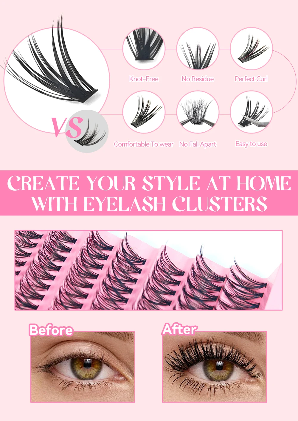 Yelix DIY Cluster-Wimpern 30D 40D 50D 80D Natürlich Flauschig Wiederverwendbar Großhandel für Schönheitssalons, Händler, Profis, Make-up – Detail 4