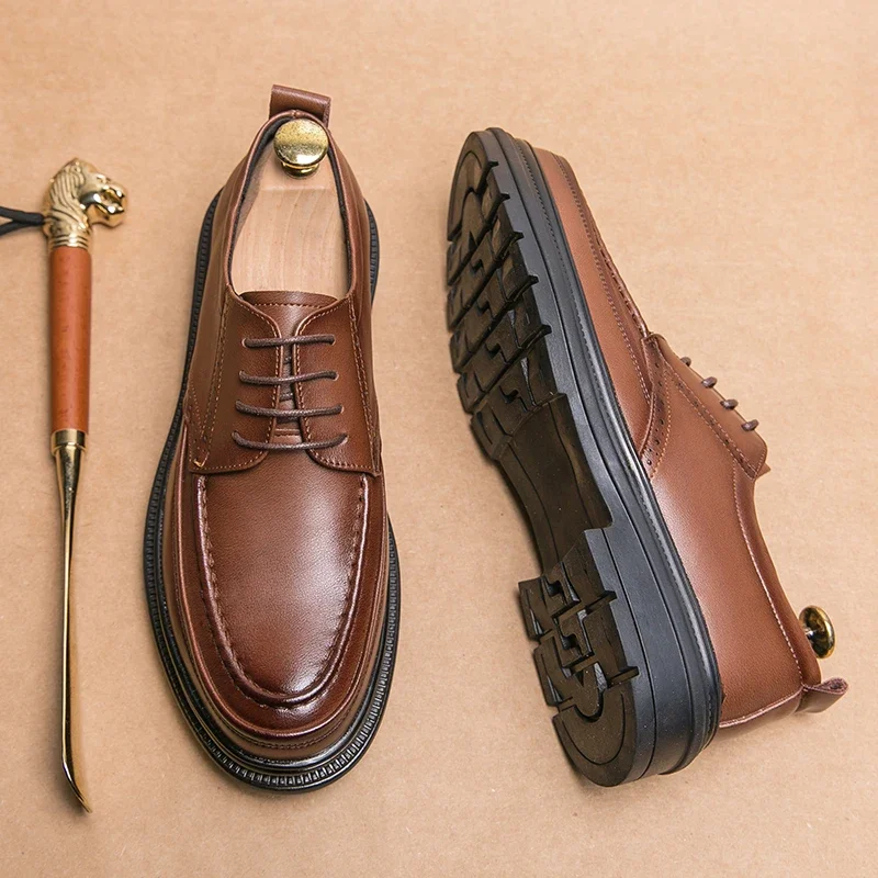 

High End Brand Office Business Shoes Classic Brown Men's Banquet Formal Shoes Elegant Genuine Leather Shoes for Men’s