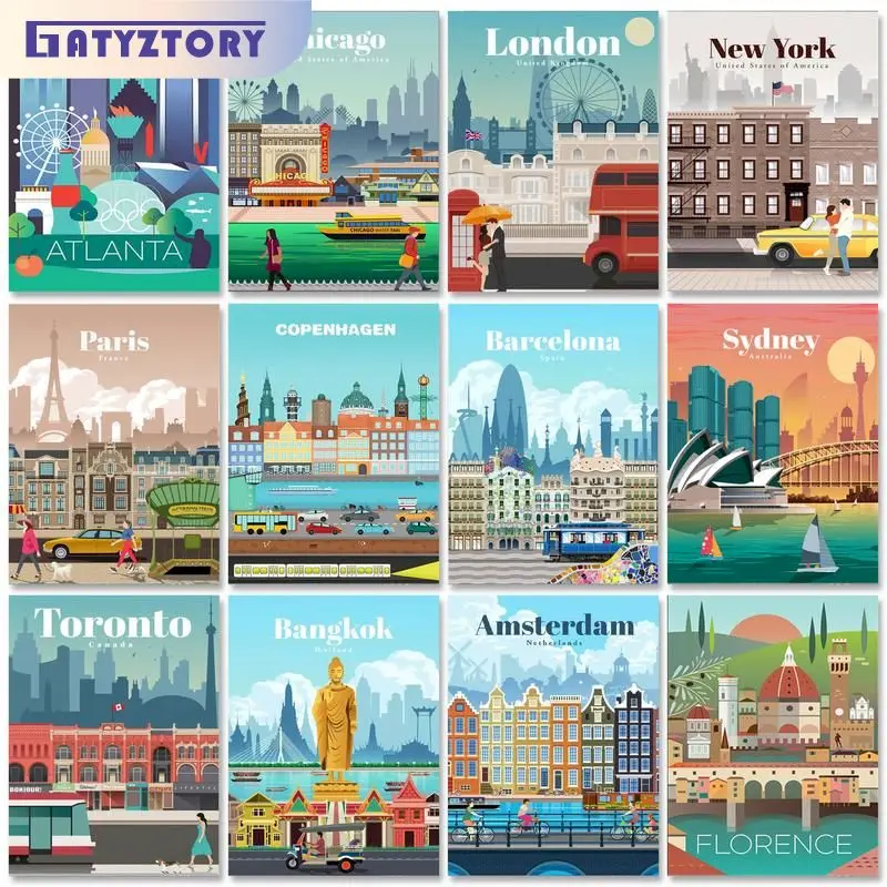 

GATYZTORY Frame Painting By Number For Adults illustration Landscape Drawing Paint For Painting Kits Wall Art Picture Diy Gift
