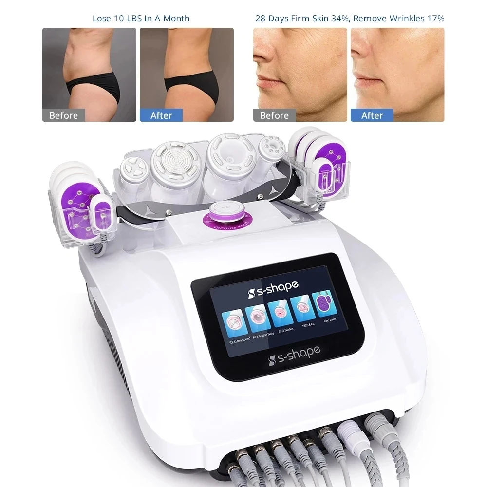 S Shape Cavitation Machine 30k Multi-Functional Vacuum Suction EL Electroporation Body Slimming Face Lifting Beauty Equipment