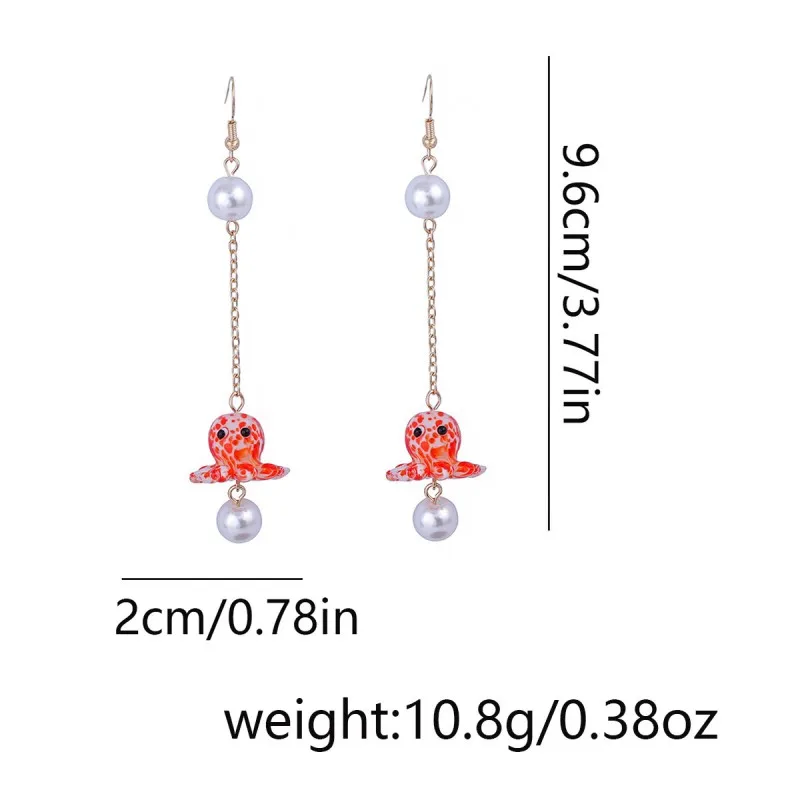 Cute Octopus Earrings Creative Glass Octopus Long Drop Earrings Unqiue Marine Series Design Earrings Wholesale Custom Packaging