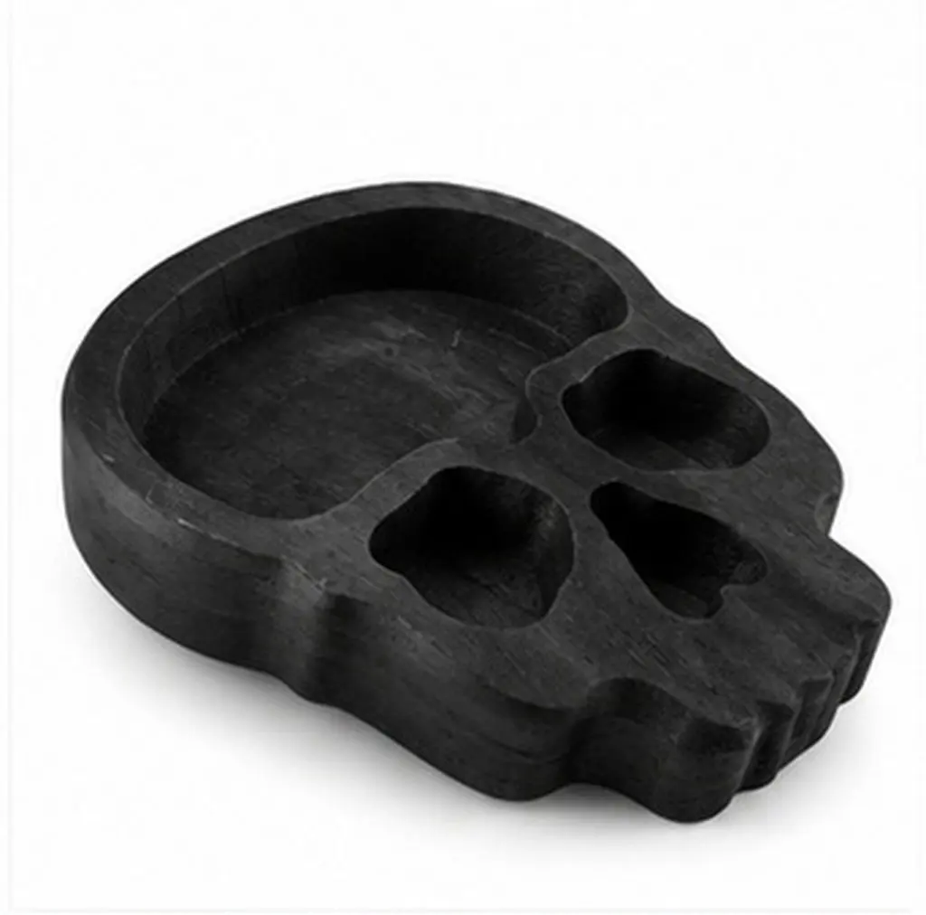 Halloween Skull Shaped Wooden Bowl Medium Size Multi Use Serving Tray for Party Snacks Fruits Nuts Desserts Holder Home