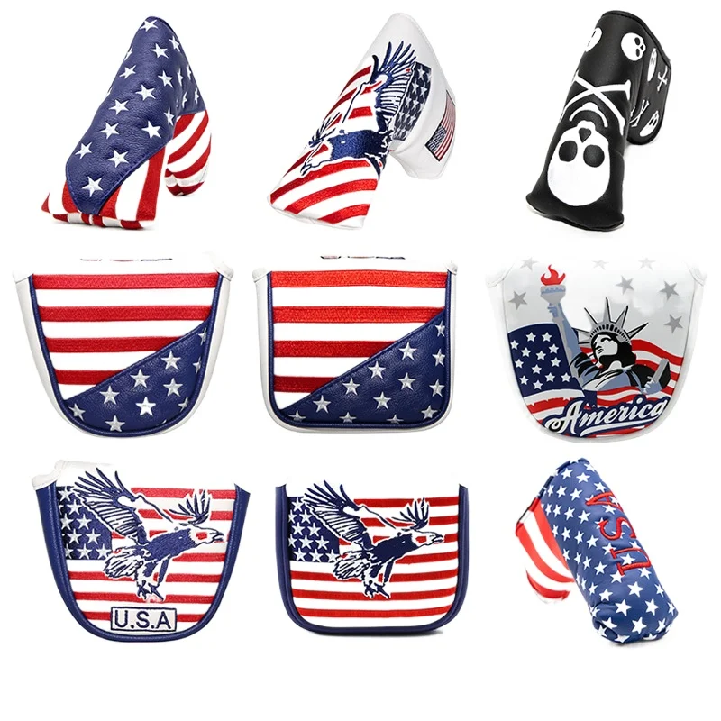 USA Stars and Stripes Magnetic Closure Golf Mallet Blade Putter Head Covers for Odyssey Scotty Cameron Golf Builder