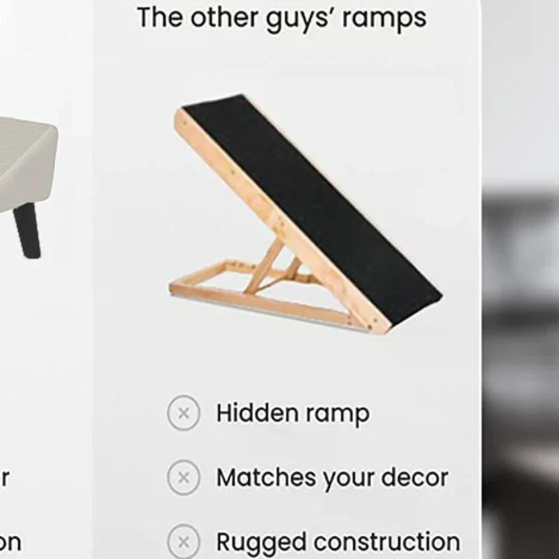 

2-in-1 Convertible Wooden Home Step Stool Dog Ramp Stairs, Dog Ramp Ottoman, Folding Non Slip Split Ottoman Doggie Ramp