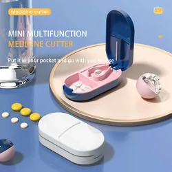 Pil Cutter Met Onzichtbare Opbergdoos Draagbare 2 In 1 Mini Drug Tablet Medicijn Stofdichte Verdeler Organizer Crusher Pil Box