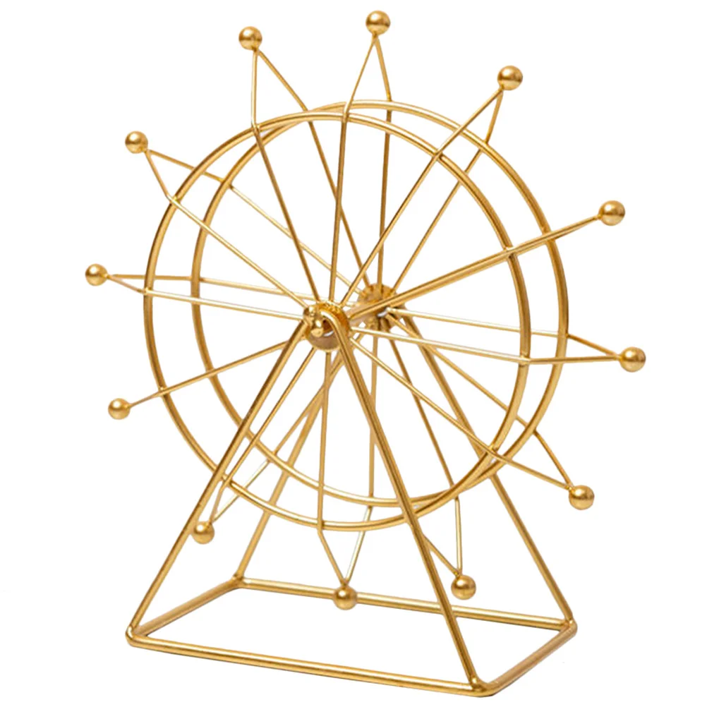 Ferris Wheel Model Geometric Tabletop Sculpture Rotating Shelf Home Decor Vintage Adornment Desk Rack Office