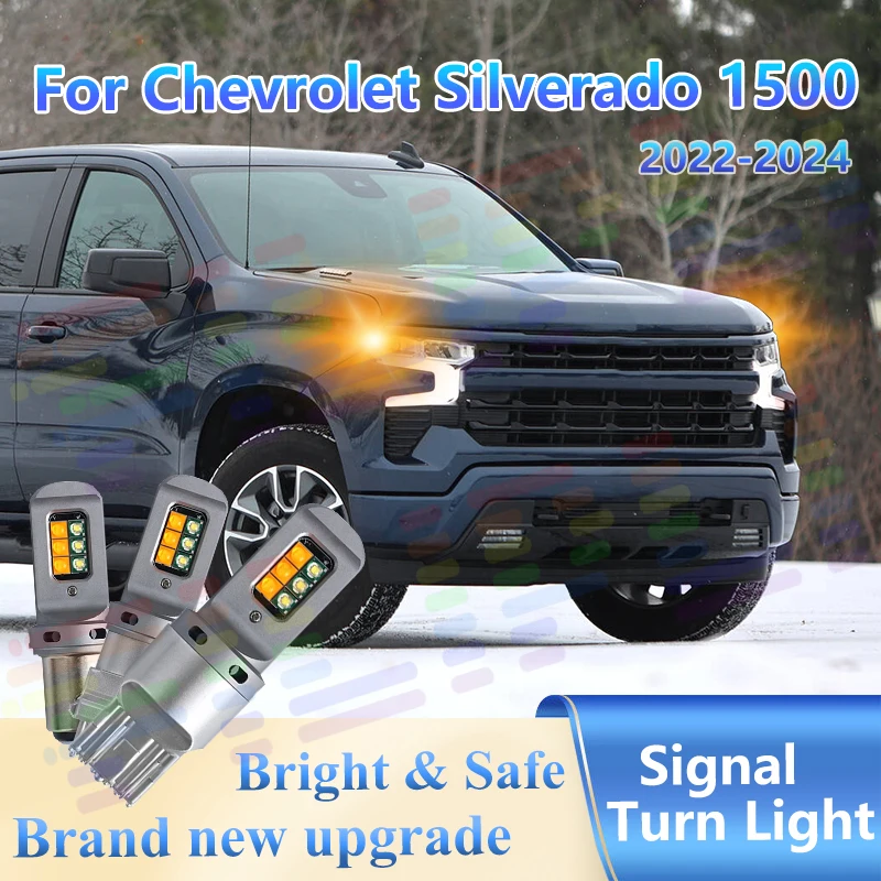 

For Chevrolet Silverado 1500 For 2023-2024 2Pcs Amber LED Turn Signal Lights Waterproof Blinker Lamps 12V DOT Certified