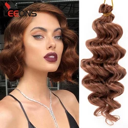 Leeons New 9inch Synthetic Ocean Wave Crochet Hair Extensions Freetress Deep Curly Short Bob Braiding Hair Wavy Braid Afro Curls