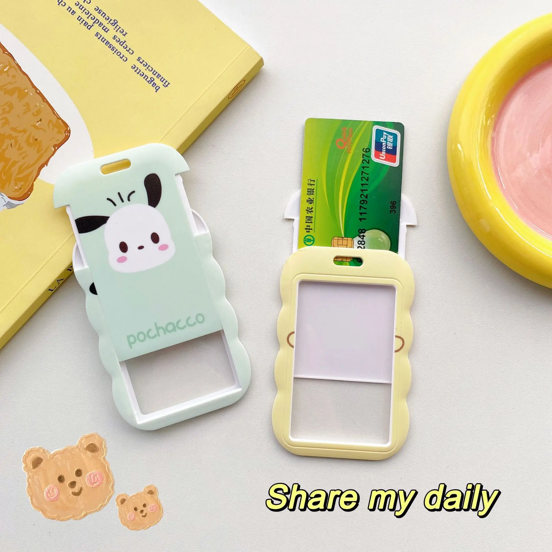 Kawaii Sanrio Keychain Pendant Hellokitty Kuromi Cinnamoroll Cute Card Holder Plastic Lanyard Card Holders For Student Gifts image 3