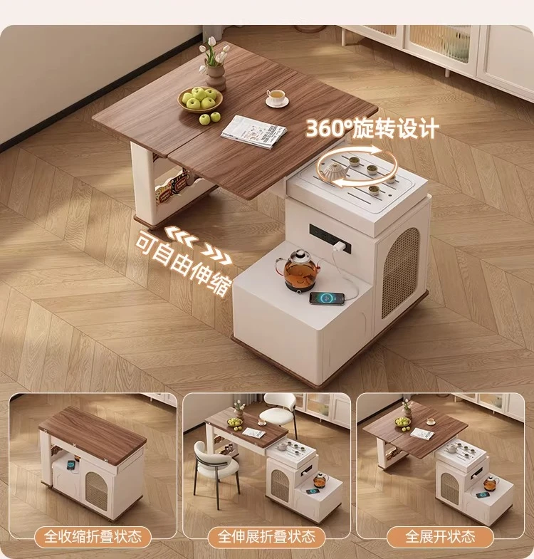 LYY Balcony Tea Table and Chair Set New Chinese Style Solid Wood Tea Table One  Five Chairs Home Living Room Tea Table