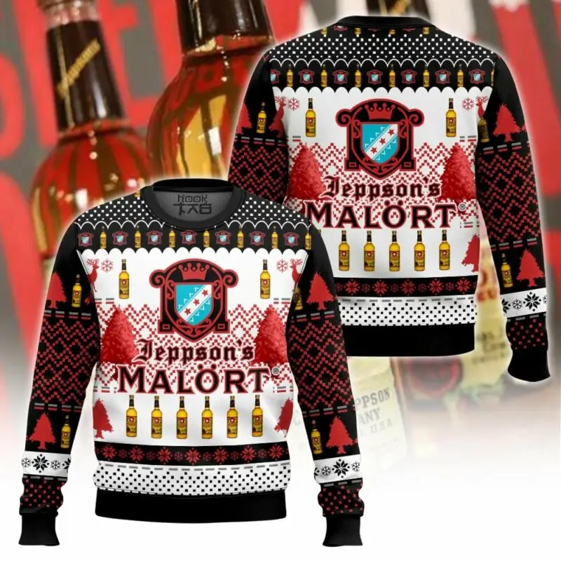 

Jeppsons Malort Red Black Retro Knitted Christmas Ugly Sweater Festive Atmosphere Christmas Gifts Festive Party Dressing Printed