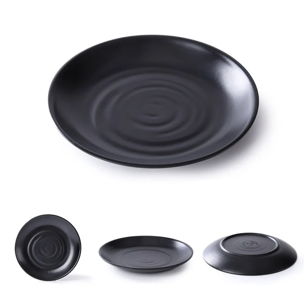 

6pcs Japanese Style Round Melamine Plate Imitation Porcelain Frosted Appetizer Tray Fall-resistant Salad Plate Restaurant