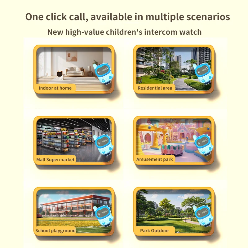 Cute Looking Children's Walkie Talkie Two Wearing Methods Rechargeable Electronic Time Display  Children's Toys