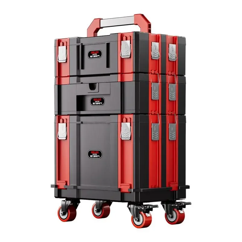 

Complete Tool Case Large Hard Case Tool Box Movable Multi-layer Plastic Toolbox Professional Electrician Toolboxes for Workers
