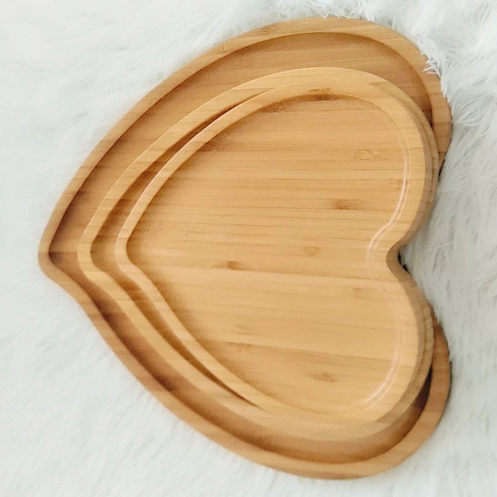 

Bamboo Heart Tray Decorative Serving Plate Snack Bread Fruit Dessert Tray Home Gift for Valentine Wedding Anniversary