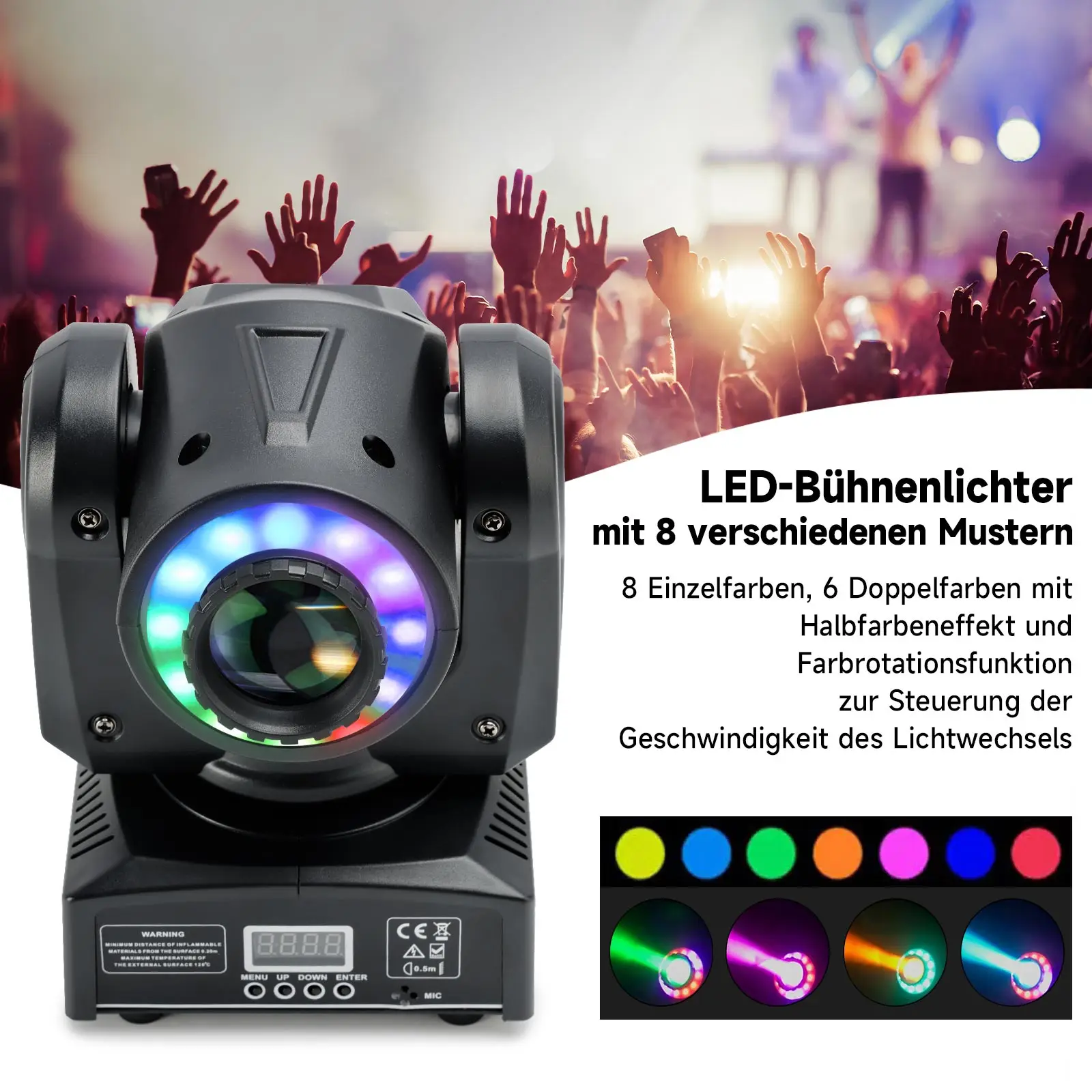 

Areyourshop 100W LED Moving Head Beam Spot Light, RGBW DMX512 Stage Lighting for Disco DJ Club Party