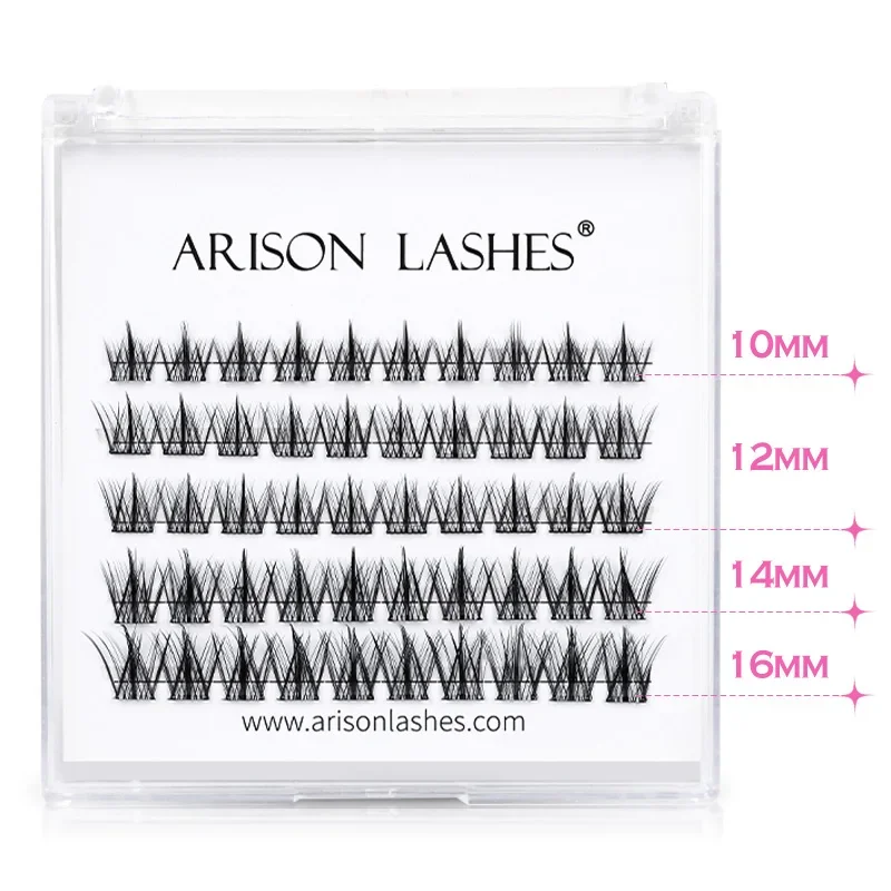 ARISON 50 Cluster C/D Self Adhesive Eyelashes DIY Cluster Lashes No Glue Individual Lash Pre Glued Soft Quick Eyelash Extension