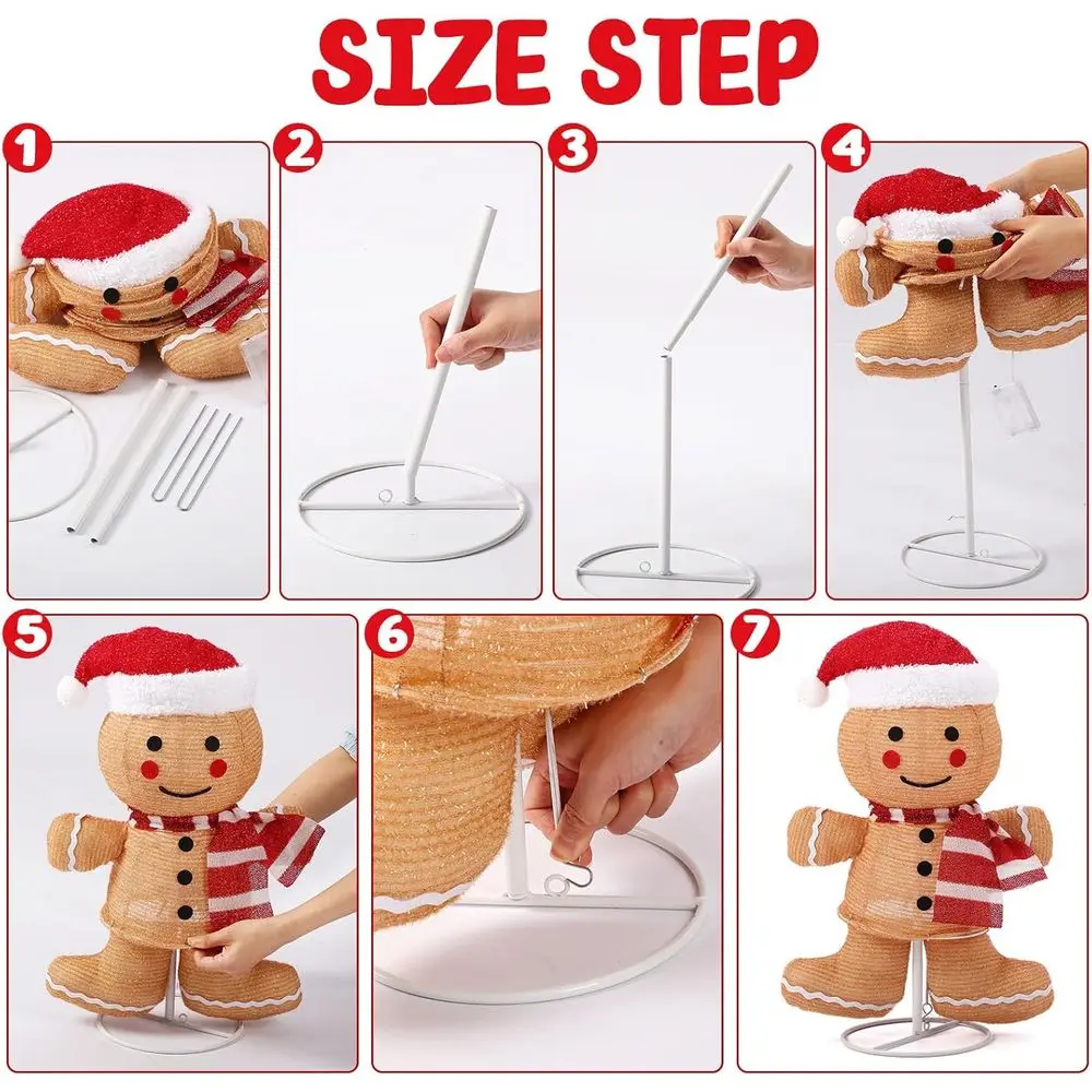 مضيئة 3D الزنجبيل رجل في الهواء الطلق عيد الميلاد الديكور، منبثقة للطي لقضاء عطلة ساحة الحديقة أو الاستخدام الداخلي #4