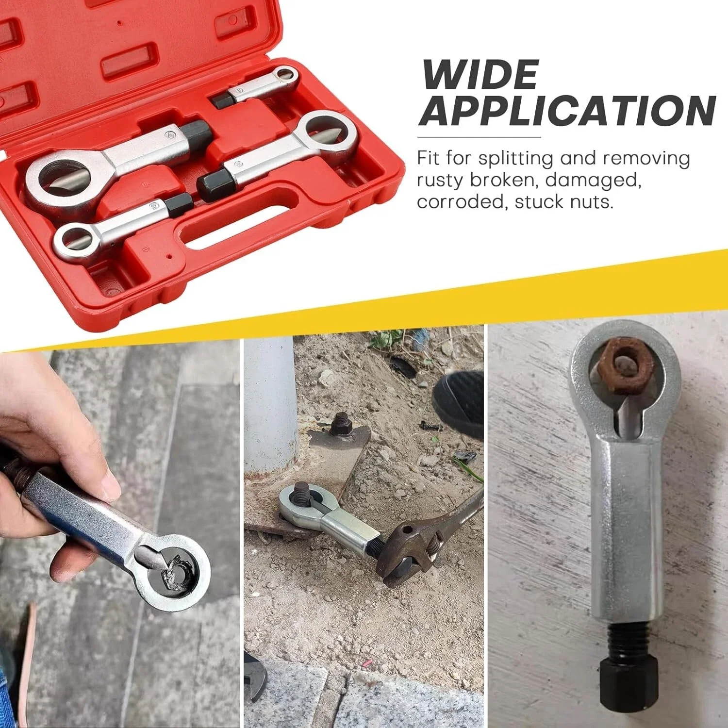 4pcs 9-27mm Nuts Splitter Cracker Tools Set Heavy Duty Nut Breaker Remover Rust Manual Extractor Tools For Workers DIY Families